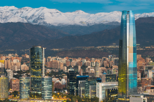 Vista aérea de Santiago no Chile