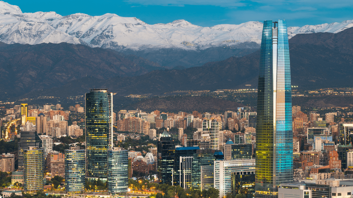 Vista aérea de Santiago no Chile