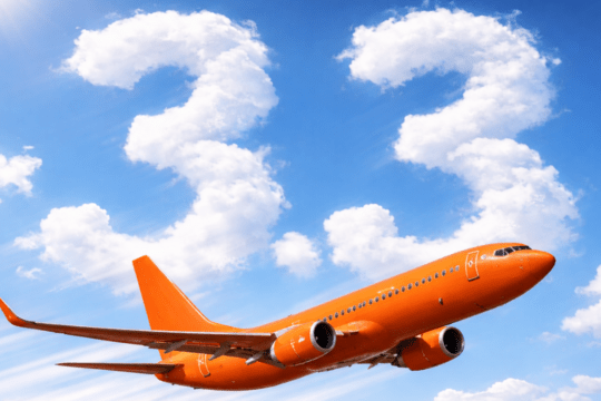 Avião laranja e nuvens em formato 3.3