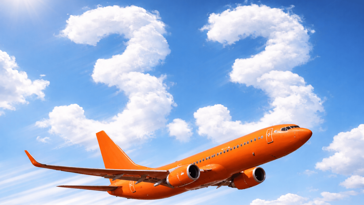 Avião laranja e nuvens em formato 3.3