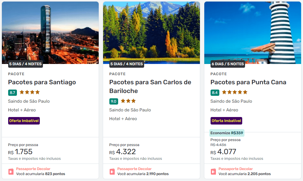 Pacotes internacionais no aniversário da Decolar