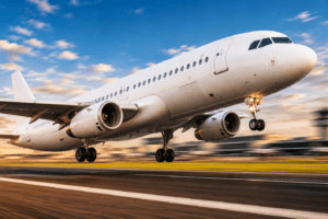 Avião quase decolando de aeroporto no Brasil