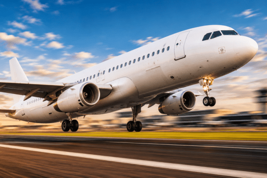 Avião quase decolando de aeroporto no Brasil