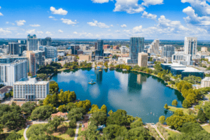 Vista aérea da cidade de Orlando nos Estados Unidos