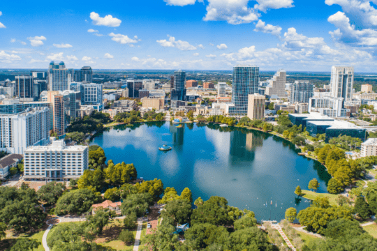 Vista aérea da cidade de Orlando nos Estados Unidos