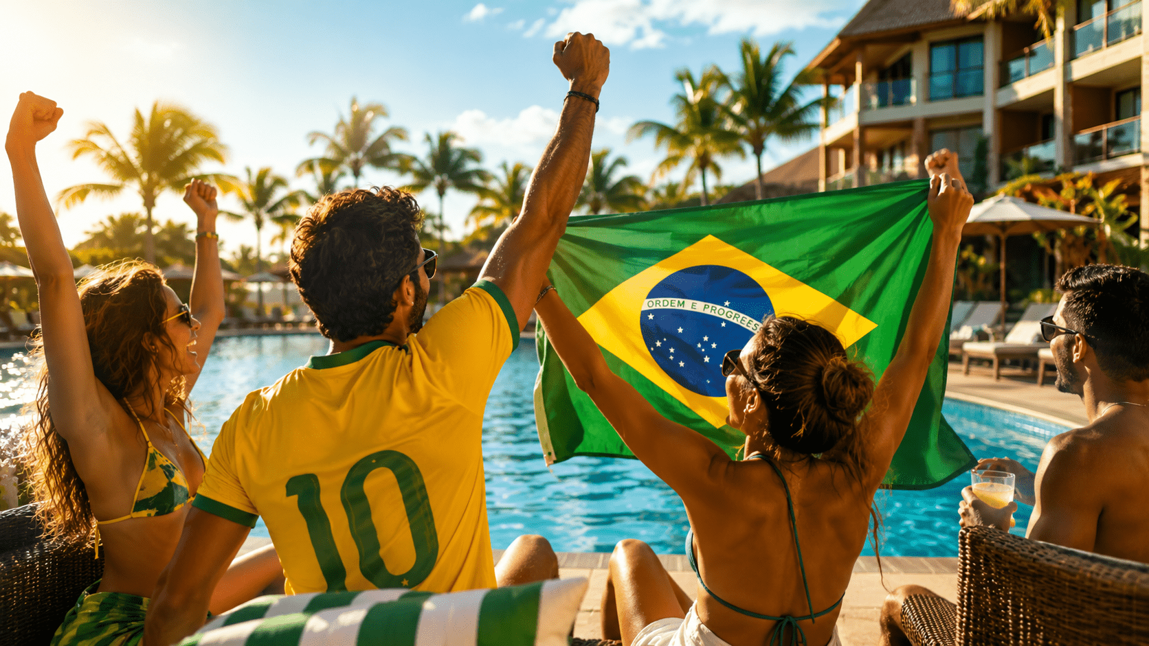 Brasileiros em um resort