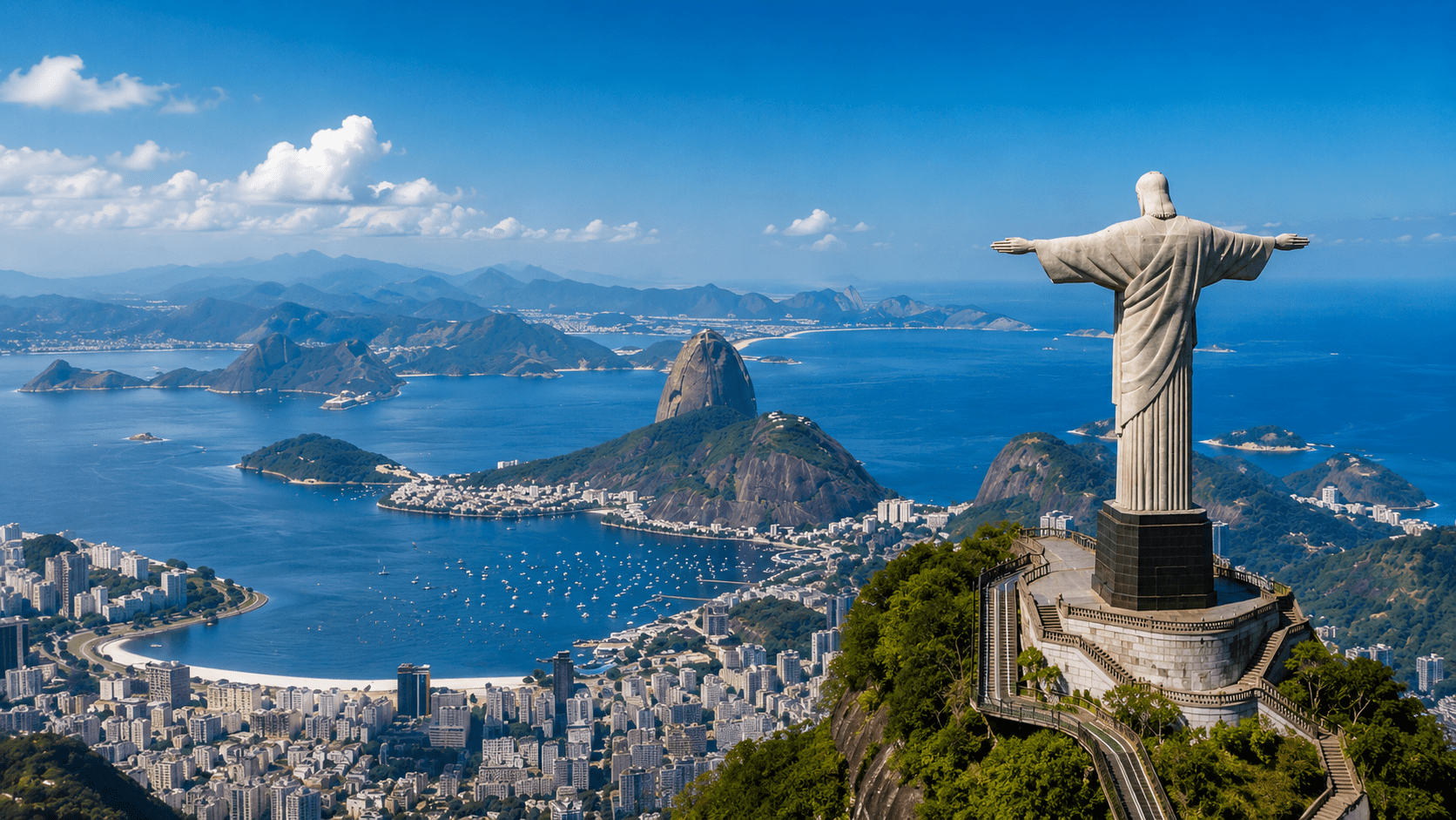 Cristo Redentor e o Rio de Janeiro visto de cima